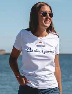 T-shirt blanc femme Cherbourgeoise bachi