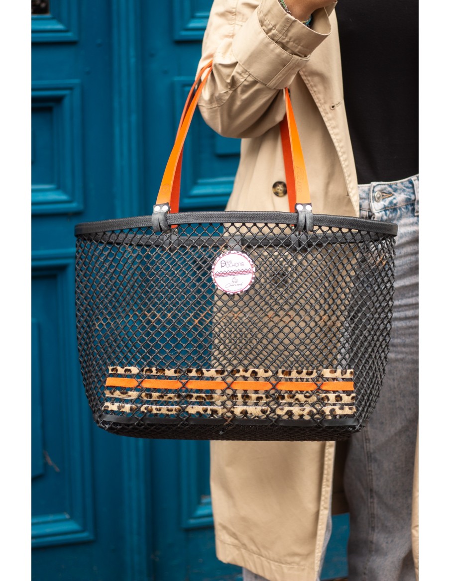 Le Panier upcyclé Léopard Orange by Cherwood • Accessoires • Cherwood